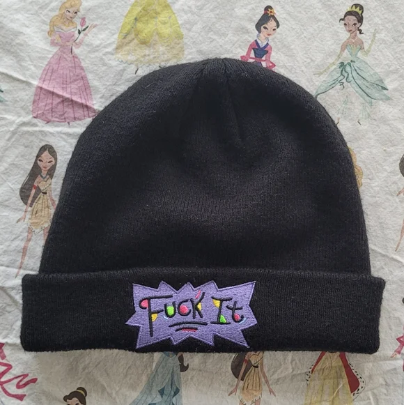 Spencer's Black Beanie With " F*** It - Picture 2 of 4